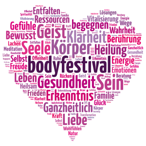 Bodyfestival-Logo als Wortwolke in Herzform